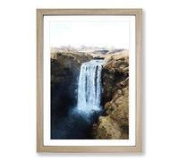Skogafoss Waterfall Iceland Framed Print | A2 Oak Framed Wall Art | Ready to Hang | Modern Landscape Picture | Living Room Bedroom Lounge Office