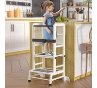 Skokliz Kids Standing Tower - Nursery Step Stool with Adjustable Height Kids Kitchen Stool Helper - Montessori-Inspired Toddler Step Stool for Learning with Anti-tip Support Corners