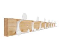 SKOLOO 109 cm Natural Wood Coat Rack Wall Mount with 8 Triple Hooks - Ideal for Family Entrances, Classrooms, and Pet Supplies Storage - Perfect Coat Hooks for Wall