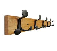 SKOLOO 24-Inch Light Brown Wood Coat Rack Wall Mount with 5 Triple Hooks - Ideal for Family Entrances, Classrooms, and Pet Supplies Storage - Perfect Coat Hooks for Wall