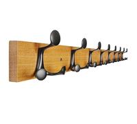 SKOLOO 43-Inch Light Brown Wood Coat Rack Wall Mount with 8 Triple Hooks - Ideal for Family Entrances, Classrooms, and Pet Supplies Storage - Perfect Coat Hooks for Wall