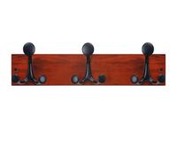 SKOLOO 43cm Cherry Wood Coat Rack Wall Mount with 3 Triple Hooks - Ideal for Family Entrances, Classrooms, and Pet Supplies Storage - Perfect Coat Hooks for Wall