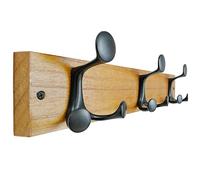 SKOLOO 43cm Light Brown Wood Coat Rack Wall Mount with 3 Triple Hooks - Ideal for Family Entrances, Classrooms, and Pet Supplies Storage - Perfect Coat Hooks for Wall