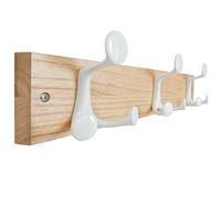 SKOLOO 43cm Natural Wood Coat Rack Wall Mount with 3 Triple Hooks - Ideal for Family Entrances, Classrooms, and Pet Supplies Storage - Perfect Coat Hooks for Wall