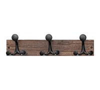 SKOLOO 43cm Wood Burnt Coat Rack Wall Mount with 3 Triple Hooks - Ideal for Family Entrances, Classrooms, and Pet Supplies Storage - Perfect Coat Hooks for Wall