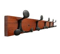 SKOLOO 61cm Cherry Wood Coat Rack Wall Mount with 5 Triple Hooks - Ideal for Family Entrances, Classrooms, and Pet Supplies Storage - Perfect Coat Hooks for Wall