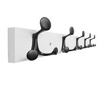 SKOLOO 61cm White Wood Coat Rack Wall Mount with 5 Triple Hooks - Ideal for Family Entrances, Classrooms, and Pet Supplies Storage - Perfect Coat Hooks for Wall