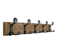 SKOLOO 61cm Wood Burnt Coat Rack Wall Mount with 5 Triple Hooks - Ideal for Family Entrances, Classrooms, and Pet Supplies Storage - Perfect Coat Hooks for Wall