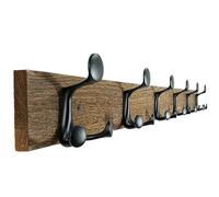 SKOLOO 99-cm Wood Burnt Coat Rack Wall Mount with 6 Triple Hooks - Ideal for Family Entrances, Classrooms, and Pet Supplies Storage - Perfect Coat Hooks for Wall