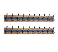SKOLOO Rustic Coat Rack Wall Mount- 38-1/8" Long Coat Hooks for Wall with 10 Triple Hooks for Hanging Coats, Hats or Tools, Western National Parks Collection, Wood Brown & Blue, Pack of 2