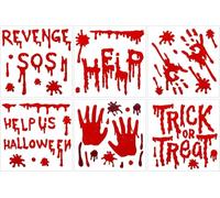 SKOOLOVE 6 Sheets Halloween Gel Window Stickers, Help Us, Revenge SOS, Trick or Treat, Bloody, for Window Glass Decorations, Halloween Party Decorations