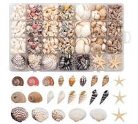 SKOOLOVE 9 Kinds Small Sea Shells and 20pcs Small Starfishs Natural SeaShells for Crafting,Candle Decor, Vase Filler, Beach Theme Party, Home Decor
