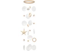 SKOOLOVE Sea Shells Wind Chimes - Handcrafted Aqua Green Capiz Shells Windchime with Starfish, Coastal Style Decor for Indoor/Outdoors, Garden Decor, Great Gift for Women, Wind Chimes Lovers and More