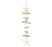 SKOOLOVE Wooden Driftwood Wall Decor, Starfish Bathroom Decor with Sea Shells, Driftwood Beach Room Decor for Home Indoor Outdoor, Coastal Wall Art for Living Room, Bedroom and Dining Room Blue