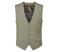 Skopes Men's Jude Waist Coat Herringbone in Sage 52R