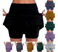 Skorts for Women UK Black White Tennis Skirts with Shorts Pants Ladies Golf Skort with Pockets Women's Solid High Waist Culottes Short Skirts Skinny Pants Workout Sports Casual Summer Running Skirt