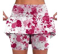 Skorts for Women UK Plus Size Sport Skirt with Pocket Gradient Elasticated High Waist Lady's Culottes Tennis Skirt Women Breathable and Lightweight Workout Running Skirt Yoga Fitness Skorts Red