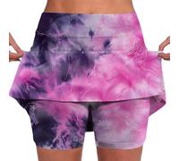 Skorts for Women UK Plus Size with Pocket Tie-Dye Print Women's Tennis Skirts Lady's Culottes Elasticated High Waist Activewear Skorts Lightweight Stretch Workout Running Skorts Yoga Skirt Women Pink
