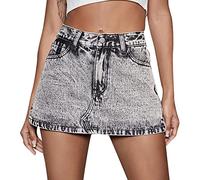 Skorts Skirts for Women Denim Mini Skirt Cargo Skort High Waisted Denim Skort Skirt Shorts Jean Shorts Stretchy UK Size M Grey