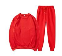 SkotO Men's Oversized Jogging Suit - Tracksuit, Red/Grey, XL, 4XL, Plus, Regular, UK, Cotton, Long Sleeves, Loose Fit, Solid, Women's Sports Shorts