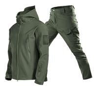 SkotO Men's Waterproof Breathable Sports Suit Large Sizes Bicycle Suit Water-Repellent Two Piece Set Long Sleeve Rain Jacket & High Waist Rain Trousers Complete Trouser Set, Green, XXXXL