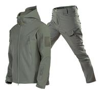 SkotO Men's Waterproof Breathable Sports Suit Large Sizes Bicycle Suit Water-Repellent Two Piece Set Long Sleeve Rain Jacket & High Waist Rain Trousers Complete Trouser Set, gray