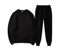 SkotO Oversized Jogging Suit Men's Cotton Without Hood - Tracksuit Large Sizes Leisure Suit Plain Colours Leisure Suit Long Sleeve Shirt & Cuffs Jogging Bottoms Two Piece Set Soft Comfortable
