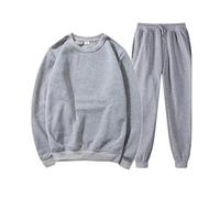 SkotO Oversized Jogging Suit Men's Cotton Without Hood - Tracksuit Large Sizes Leisure Suit Plain Colours Leisure Suit Long Sleeve Shirt & Cuffs Jogging Bottoms Two Piece Set Soft Comfortable