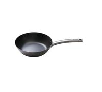 SKOTTSBERG Professional iron wok pan, diameter 24 cm, steel press plate, forged, stainless steel handle with branded print, for optimal crispy frying and even cooking, stackable
