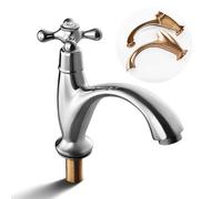 SKOWLL Basin Taps Bathroom Sink Taps Traditional Polished Chrome Brass Cross Lever Wash Basin Tap Single Handle Basin Sink Tap Single Cold Water