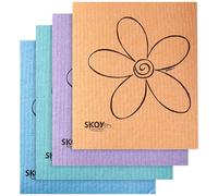 Skoy Compostable Cleaning Cloth, 4 Pack, Assorted Colours, 23 by 18 cm