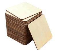 SKPPC 40Pcs Unfinished Laser Engraving Carving Blank Wood Pieces for Painting, Coasters, DIY Arts Craft Project, Staining and Decorations
