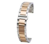 SKPVPOKOYL Classic Retro Men's Stainless Steel Watch Strap Durable Replacement Watchband With Folding Clasp(Silver rose gold,18mm)