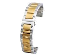 SKPVPOKOYL Classic Retro Men's Stainless Steel Watch Strap Durable Replacement Watchband With Folding Clasp(Silver gold,21mm)