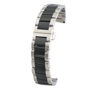 SKPVPOKOYL Classic Retro Men's Stainless Steel Watch Strap Durable Replacement Watchband With Folding Clasp(Silver black,22mm)