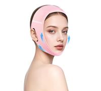 Skqi Face Lift V Line Lifting Mask Jawline Shaper Chin Strap for Sleeping, Women Skin Sagging, Mouth Breath Jaw Retraction (Pink)