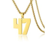 SKQIR Number Necklace for Men Black Baseball Jersey Number Pendant for Boys Athletes Number Chain Pendant for Boys Sport Stainless Steel necklace Stocking Stuffers Christmas New Year Gifts for Men