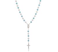 SKQIR Rosary Beads Catholic Crucifix Cross Necklace for Men Our Lady of Guadalupe Prayer Medal Jesus Wall Crucifix Cross Rosary Rhinestone Beads Religious Christian Jewelry Gifts for Men, Rhinestone