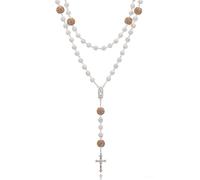 SKQIR Rosary Beads Catholic Crucifix Cross Necklace for Men Our Lady of Guadalupe Prayer Medal Jesus Wall Crucifix Cross Rosary Rhinestone Beads Religious Christian Jewelry Gifts for Men, Rhinestone