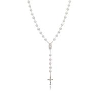 SKQIR Rosary Beads Catholic Crucifix Cross Necklace for Men Our Lady of Guadalupe Prayer Medal Jesus Wall Crucifix Cross Rosary Rhinestone Beads Religious Christian Jewelry Gifts for Men, Rhinestone