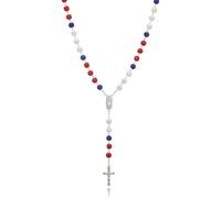 SKQIR Rosary Beads Catholic Crucifix Cross Necklace for Men Our Lady of Guadalupe Prayer Medal Jesus Wall Crucifix Cross Rosary Rhinestone Beads Religious Christian Jewelry Gifts for Men, Rhinestone