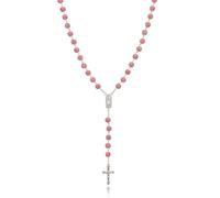 SKQIR Rosary Beads Catholic Crucifix Cross Necklace for Men Our Lady of Guadalupe Prayer Medal Jesus Wall Crucifix Cross Rosary Rhinestone Beads Religious Christian Jewelry Gifts for Men, Rhinestone