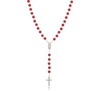 SKQIR Rosary Beads Catholic Crucifix Cross Necklace for Men Our Lady of Guadalupe Prayer Medal Jesus Wall Crucifix Cross Rosary Rhinestone Beads Religious Christian Jewelry Gifts for Men, Rhinestone