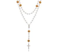 SKQIR Rosary Beads Catholic Crucifix Cross Necklace for Men Our Lady of Guadalupe Prayer Medal Jesus Wall Crucifix Cross Rosary Rhinestone Beads Religious Christian Jewelry Gifts for Men, Rhinestone