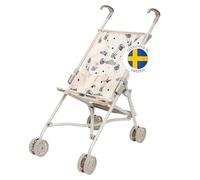 Skrållan Cute Dolls Pushchair - Folding Toy Doll Stroller Pushchair Pram - Dolls Buggy Toys for 45cm or 18 Inch Doll - Kids Toys Age 3 + - 53cm Tall with Cream Fabric