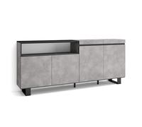 Skraut Home | Sideboard cabinet | Storage cabinet living room | 200x87x35cm | 4 Doors | Industrial design | Modern Style | Concrete