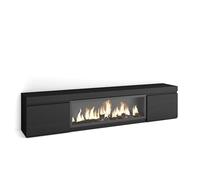 Skraut Home | TV Unit, Stand Cabinet | Entertainment Center | 210 | For TVs up to 80" | Electric Fireplace XXL | Modern Style | Black
