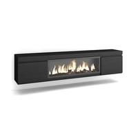 Skraut Home | TV Unit, Stand Cabinet | Entertainment Center | 210 | For TVs up to 80" | Electric Fireplace XXL | Wall-mount, suspended | Modern Style | Black