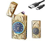 SKRFIRE Dolphin Lighter Relief Arc Plasma Lighter Electronic Lighters, Cool USB & Flip Fire Lighters, Perfect for Men, Kitchen & Outdoor Use(Gold)