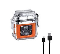 SKRFIRE Double Arc Electric Lighter, Transparent, Waterproof, Windproof, LED Power Display, Type-C Rechargeable, Orange